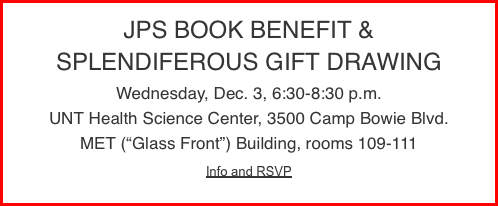  JPS BOOK BENEFIT & SPLENDIFEROUS GIFT DRAWING Wednesday, Dec. 